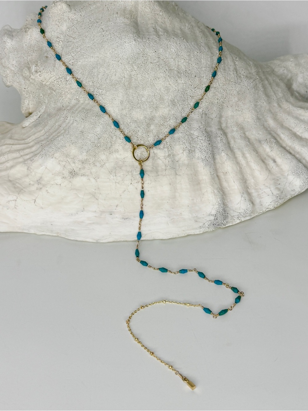 Long Turquoise Y Infinity Necklace
